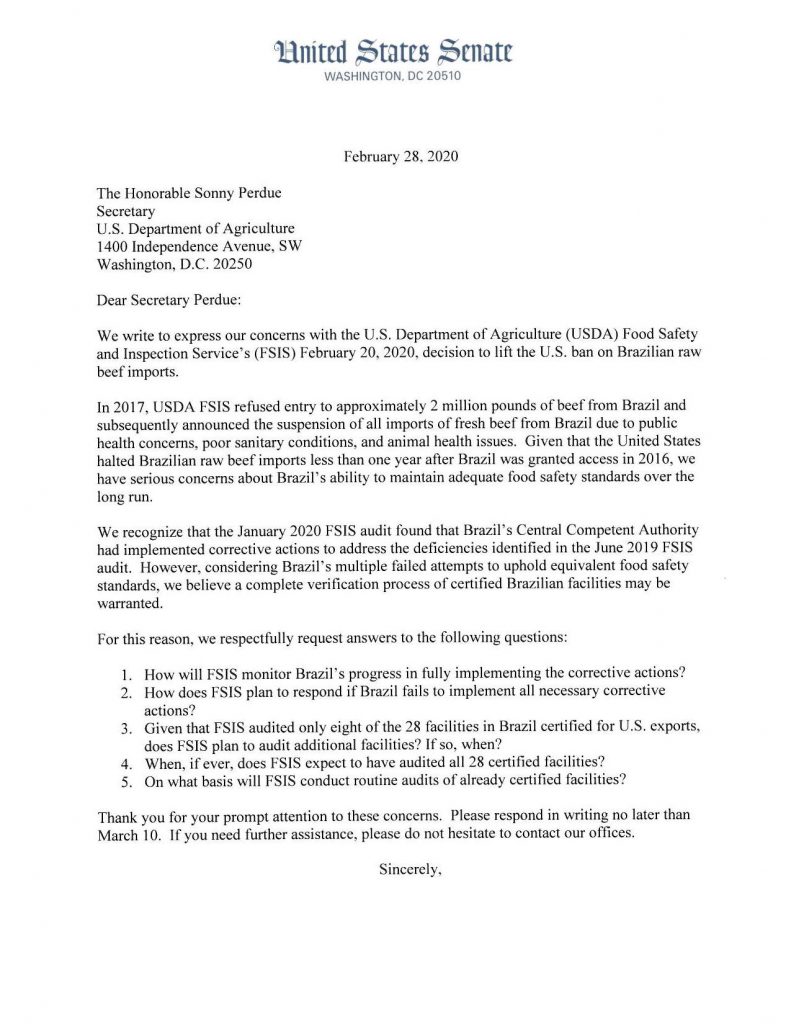 2.28.2020 Letter Re Brazilian Beef Ban Page 001